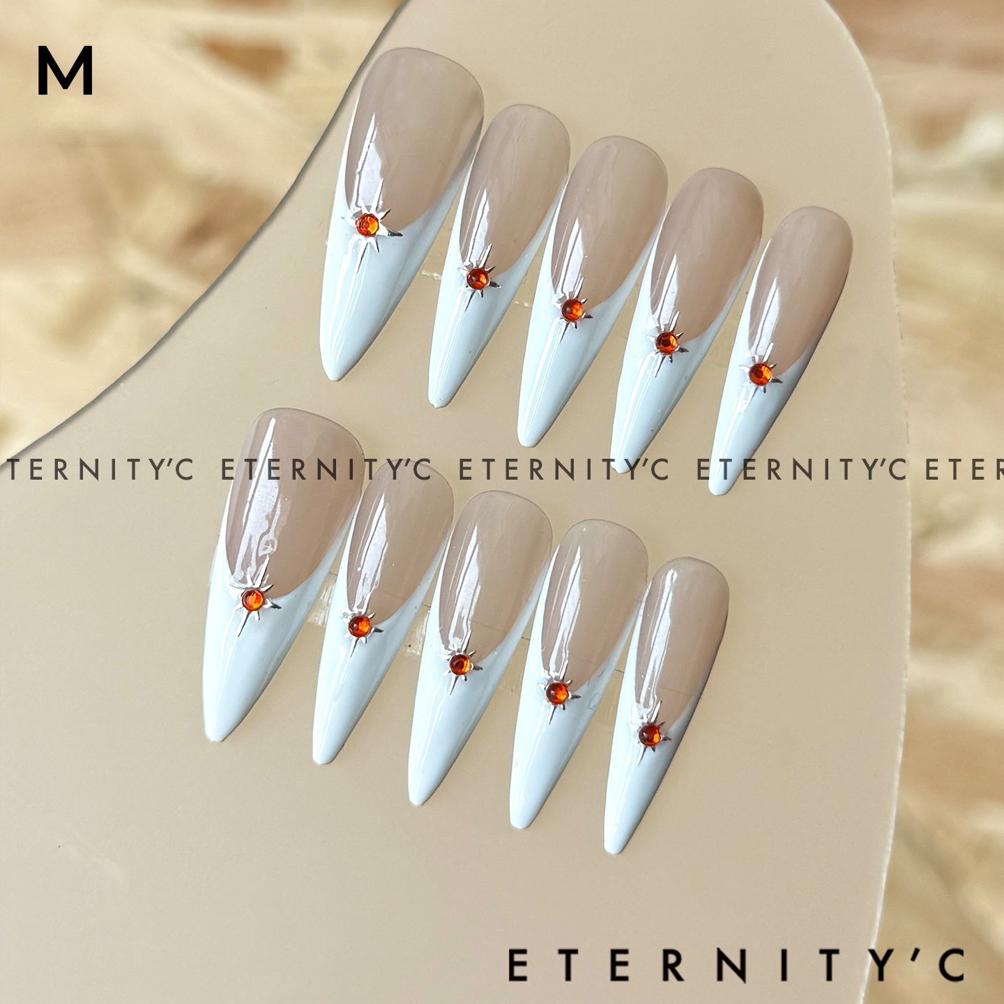 ETERNITY'C Handmade Custom Starburst Pressed On Wearable Nails T4997