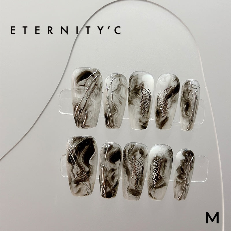 ETERNITY'C Handmade Custom Blooming Butterfly Pressed On Wearable Nails T5002