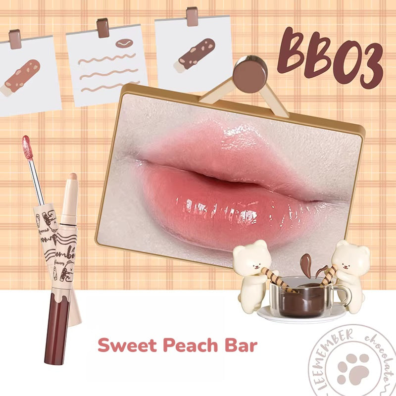 LEEMEMBER Chocolate Bar Collection Double-head Glossy Lip Liner Pen & Lip Gloss T5450