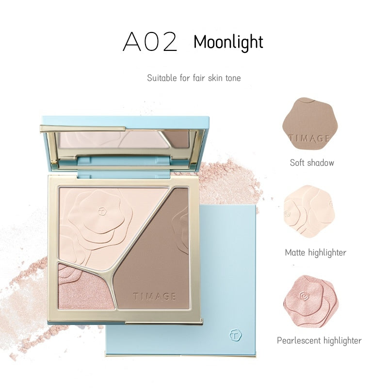 TIMAGE Matte & Pearlescent Highlighter Contour Palette (4.0) T4817