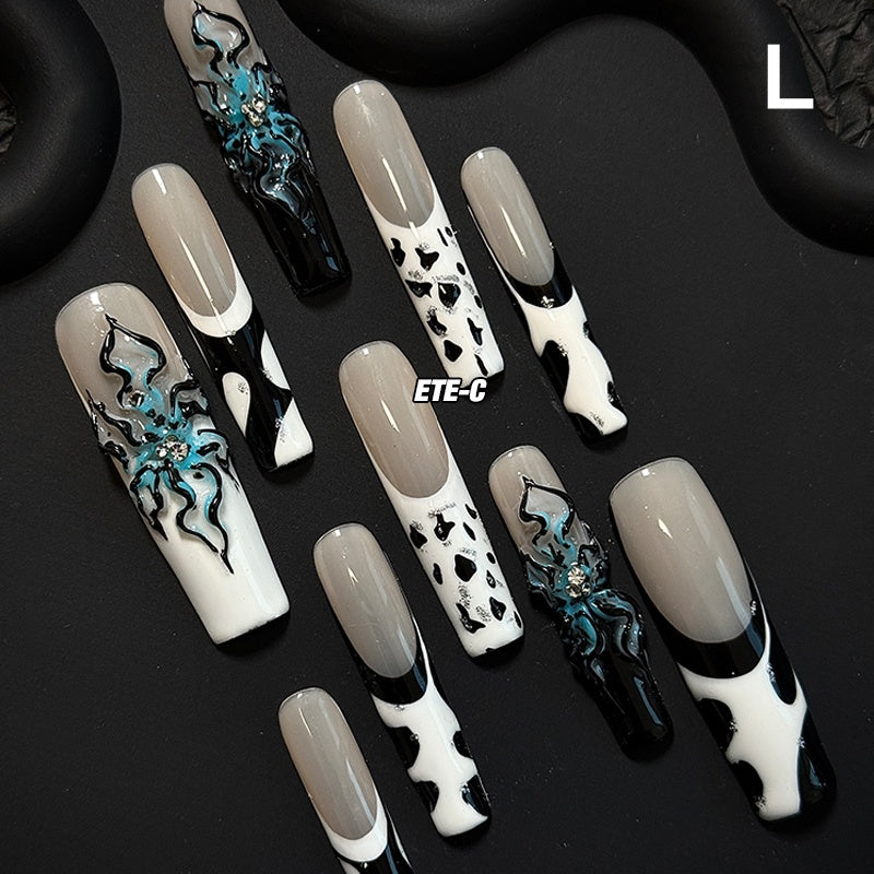 ETERNITY'C Handmade Custom Devil's Flower Pressed On Wearable Nails T5011