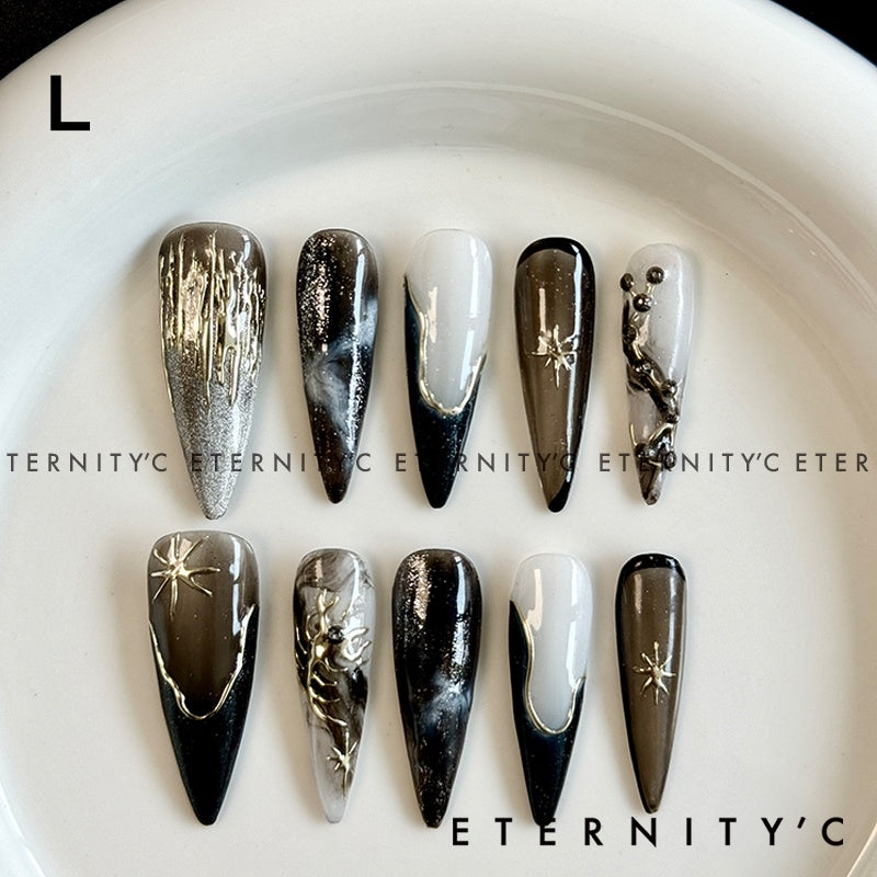 ETERNITY'C Handmade Custom Scorpion Cloud Pressed On Wearable Nails T5003