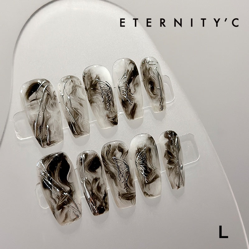 ETERNITY'C Handmade Custom Blooming Butterfly Pressed On Wearable Nails T5002