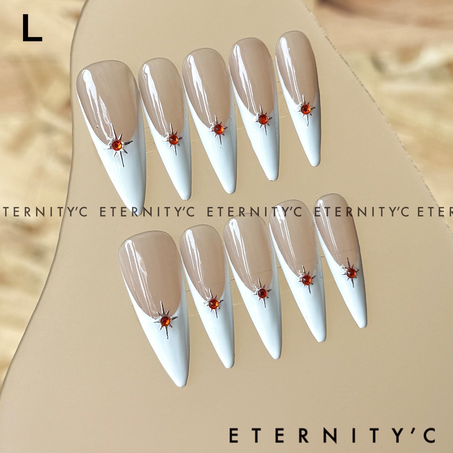 ETERNITY'C Handmade Custom Starburst Pressed On Wearable Nails T4997