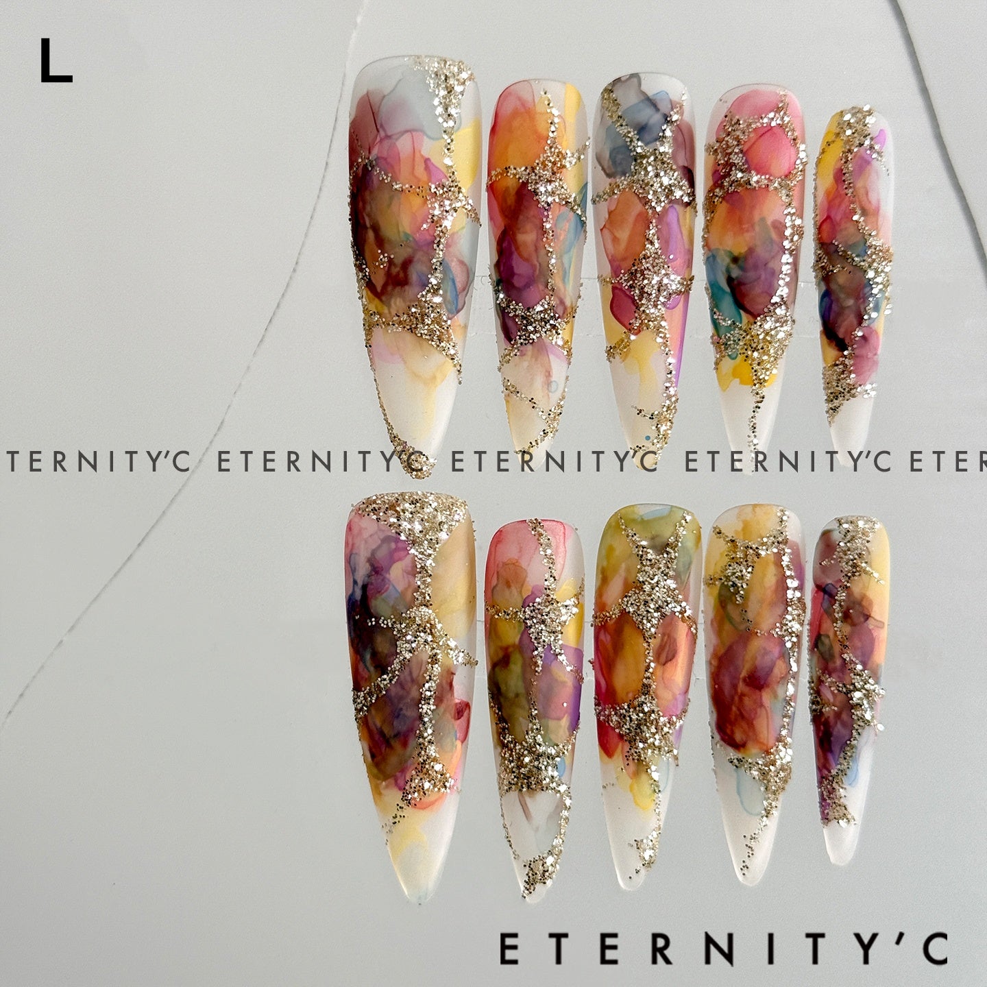 ETERNITY'C Handmade Custom Starlight Van Gogh Pressed On Wearable Nails T4991