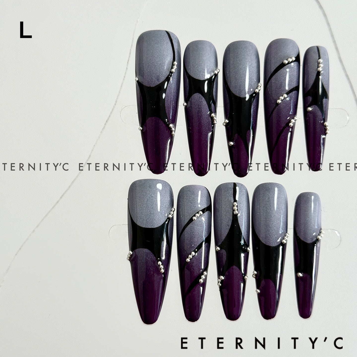 ETERNITY'C Handmade Custom Purple Cyber Pressed On Wearable Nails T4985