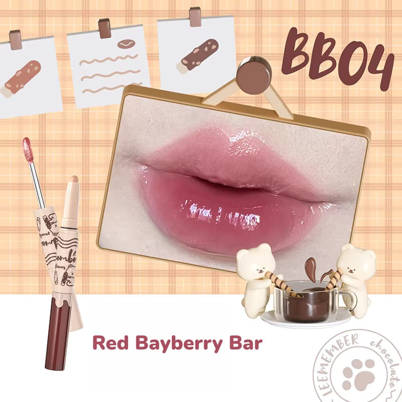 LEEMEMBER Chocolate Bar Collection Double-head Glossy Lip Liner Pen & Lip Gloss T5450