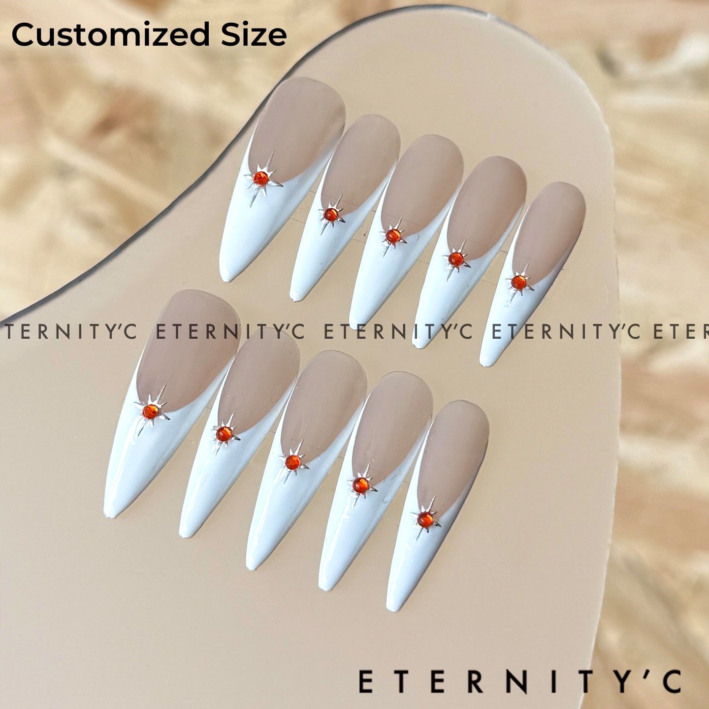 ETERNITY'C Handmade Custom Starburst Pressed On Wearable Nails T4997