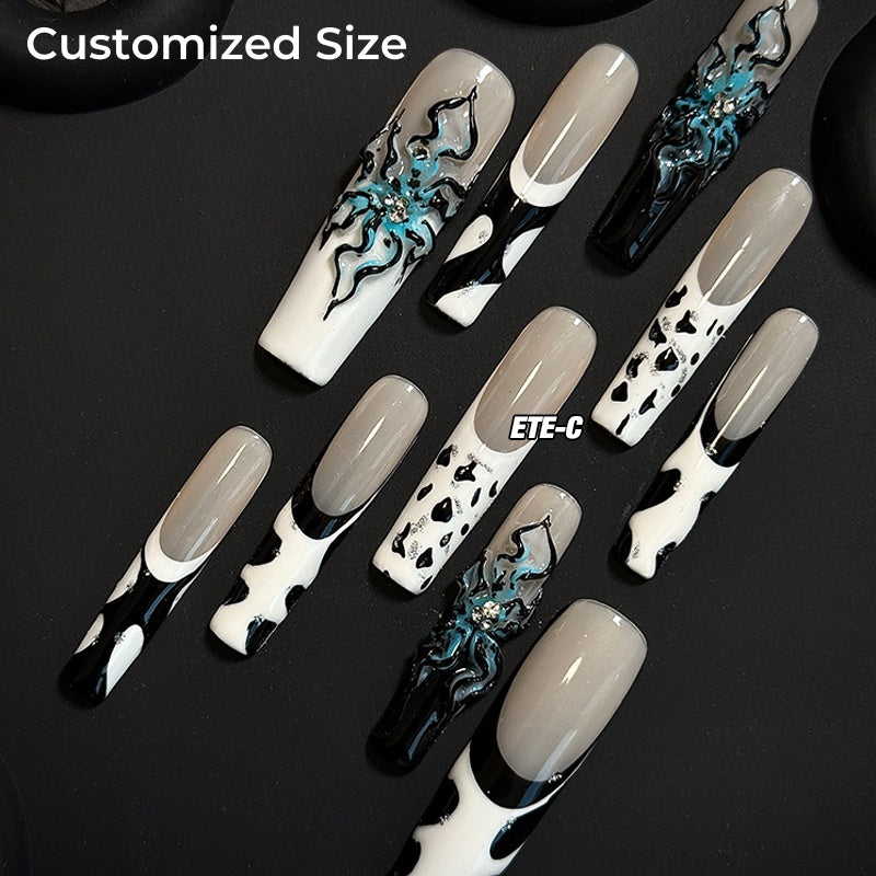 ETERNITY'C Handmade Custom Devil's Flower Pressed On Wearable Nails T5011