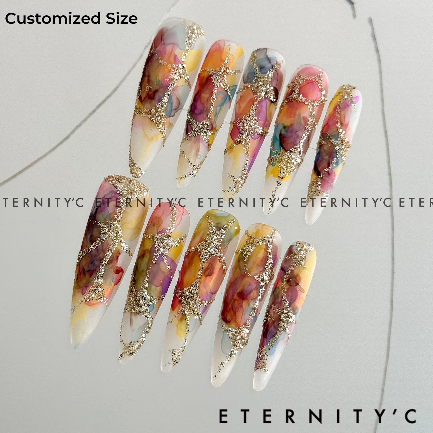 ETERNITY'C Handmade Custom Starlight Van Gogh Pressed On Wearable Nails T4991
