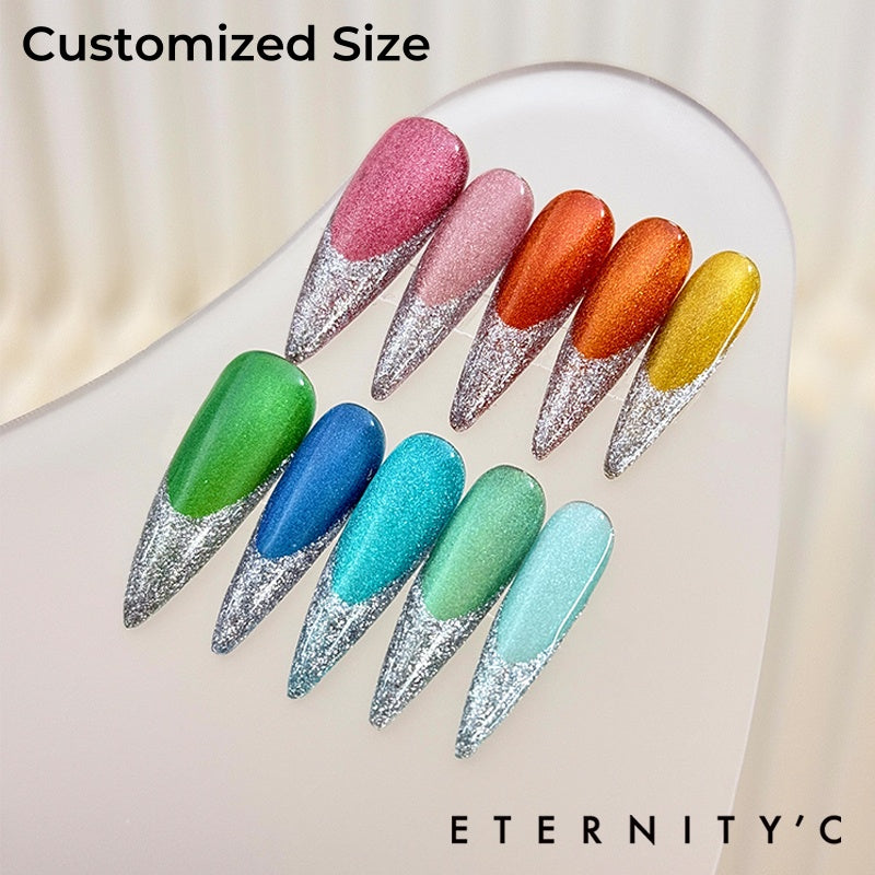 ETERNITY'C Handmade Custom Rainbow Starry Pressed On Wearable Nails T4996