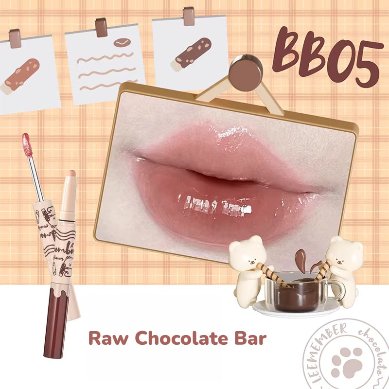 LEEMEMBER Chocolate Bar Collection Double-head Glossy Lip Liner Pen & Lip Gloss T5450
