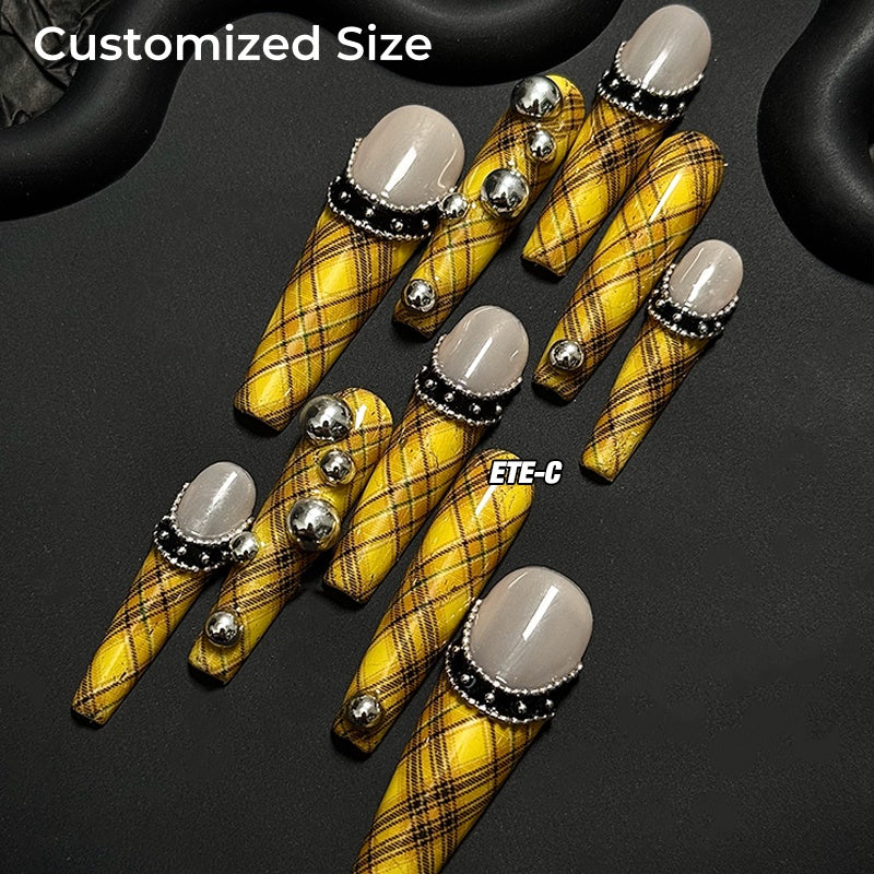 ETERNITY'C Handmade Custom Green Girl Pressed On Wearable Nails T5013