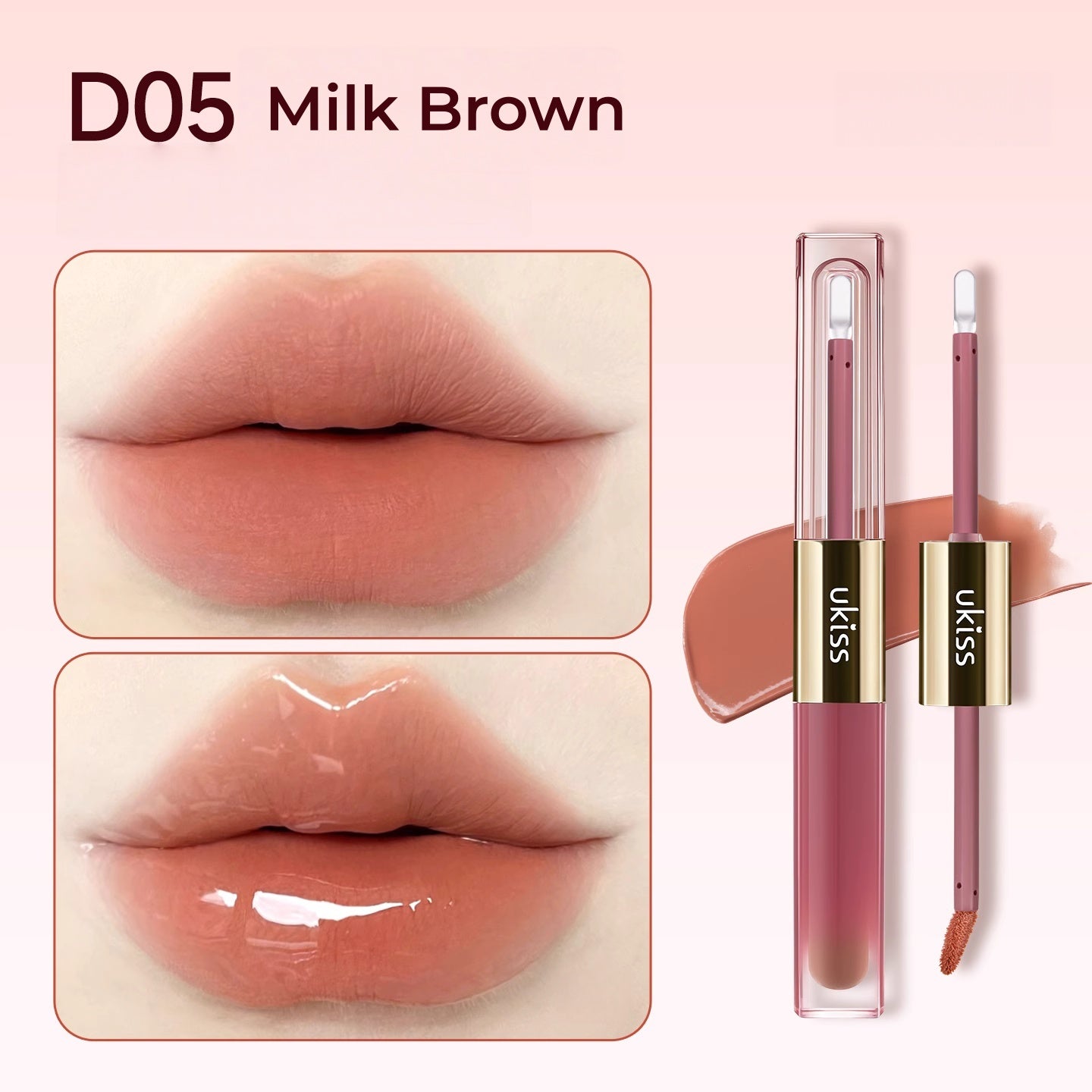 その他 lip UKISS Read Your Minds Double-head Glossy & Matte Lip Glaze T5346