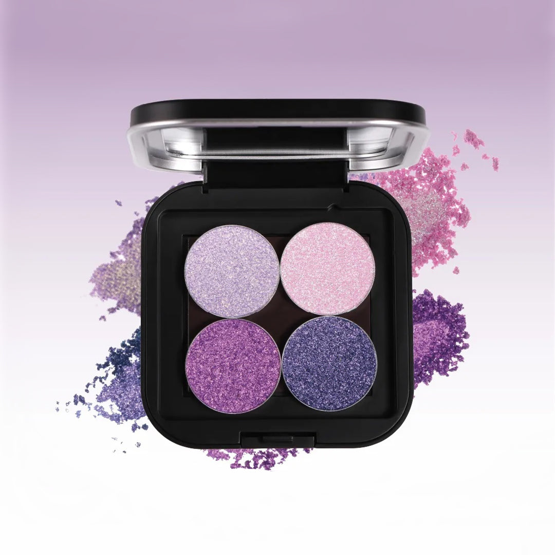 DE'LANCI Love Purple 4-farvet polariseret holografisk øjenskyggepalette T4227