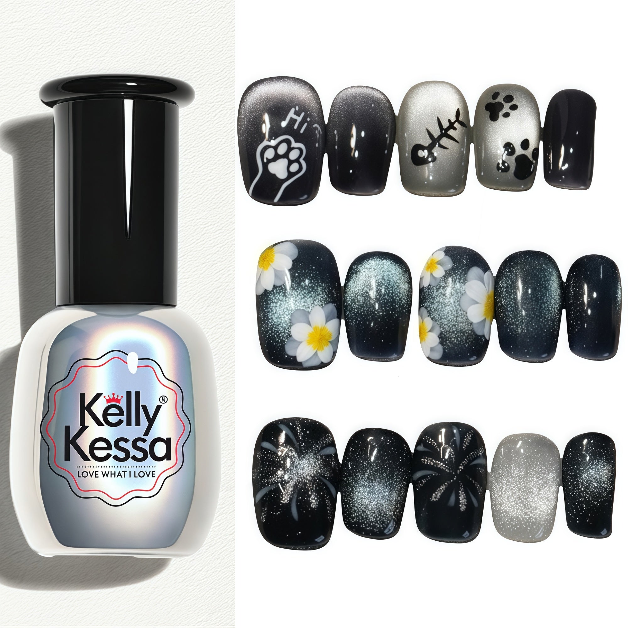 KellyKessa 15ml Black Pearl Collection Cat Eye Gel Polish T4504