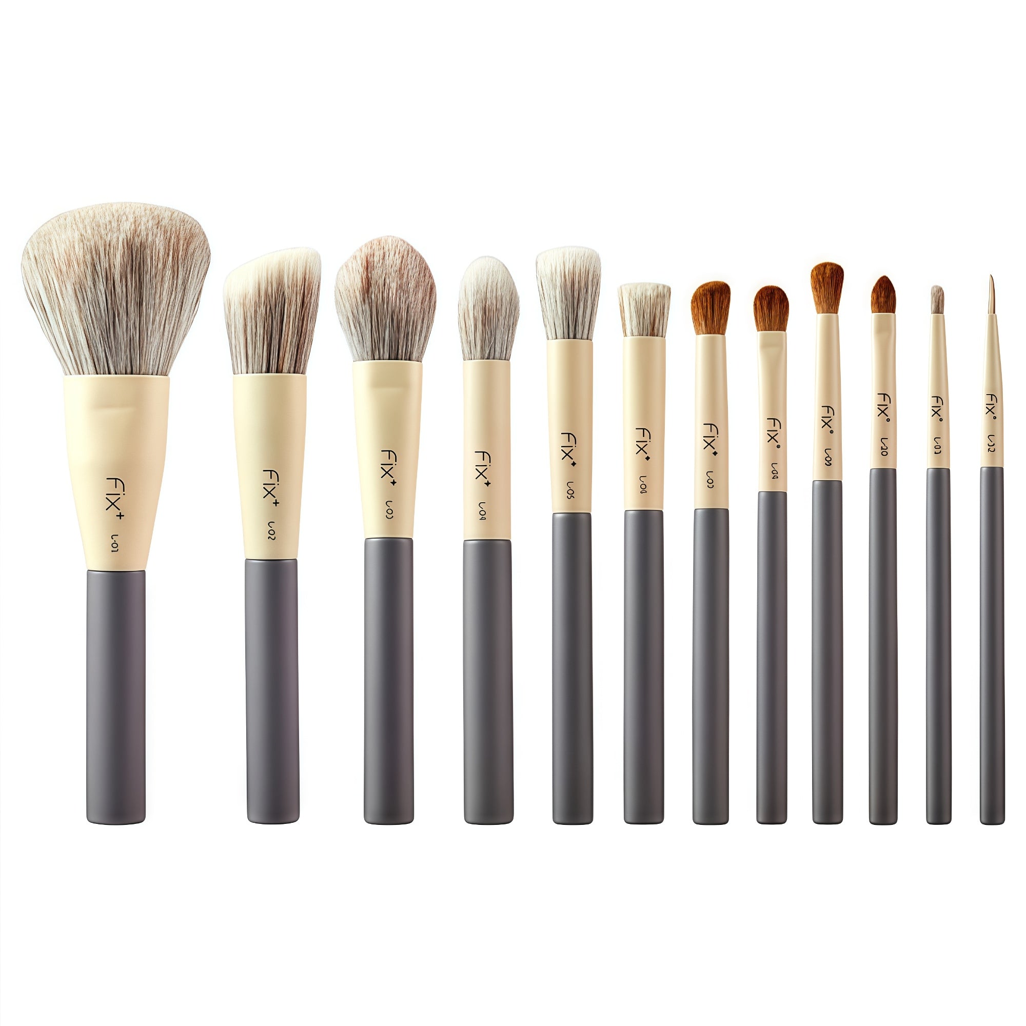 FIX+ Purple Lithium Gray Collection Professional Makeup Brush 12 Pcs Set T4925