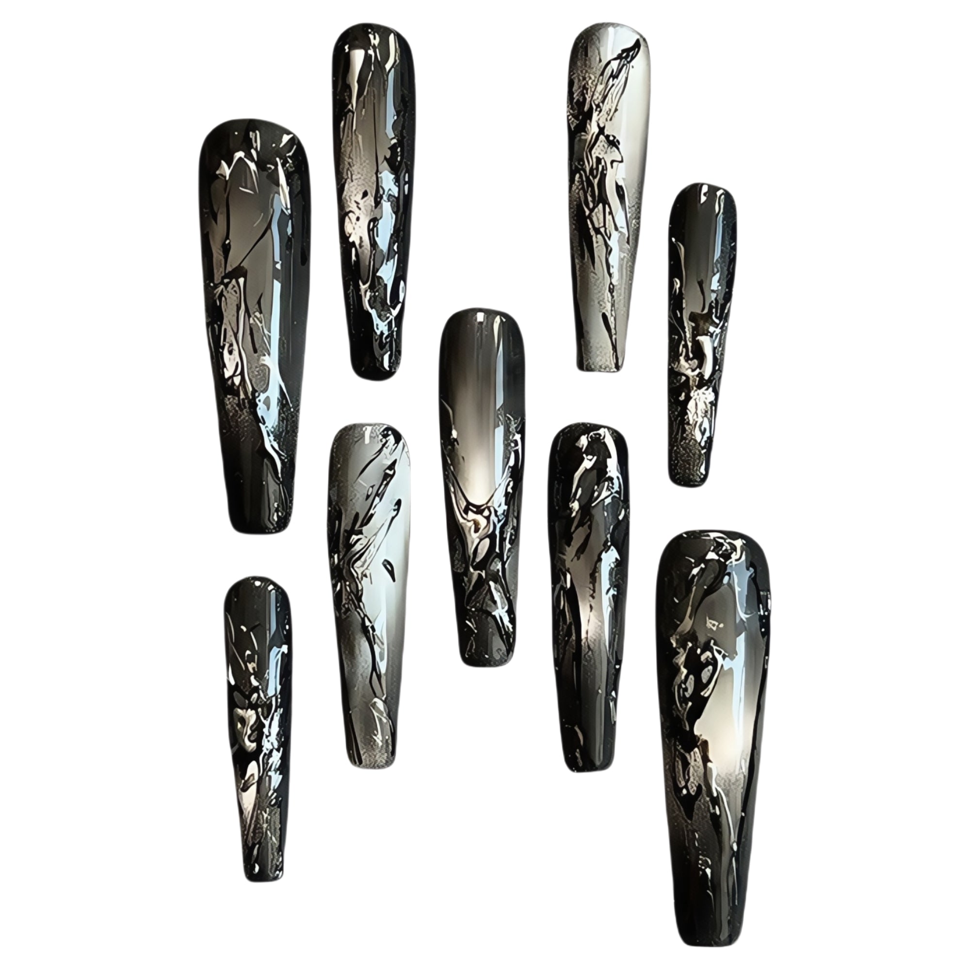 Black & Silver Mirrored Nails That Shine