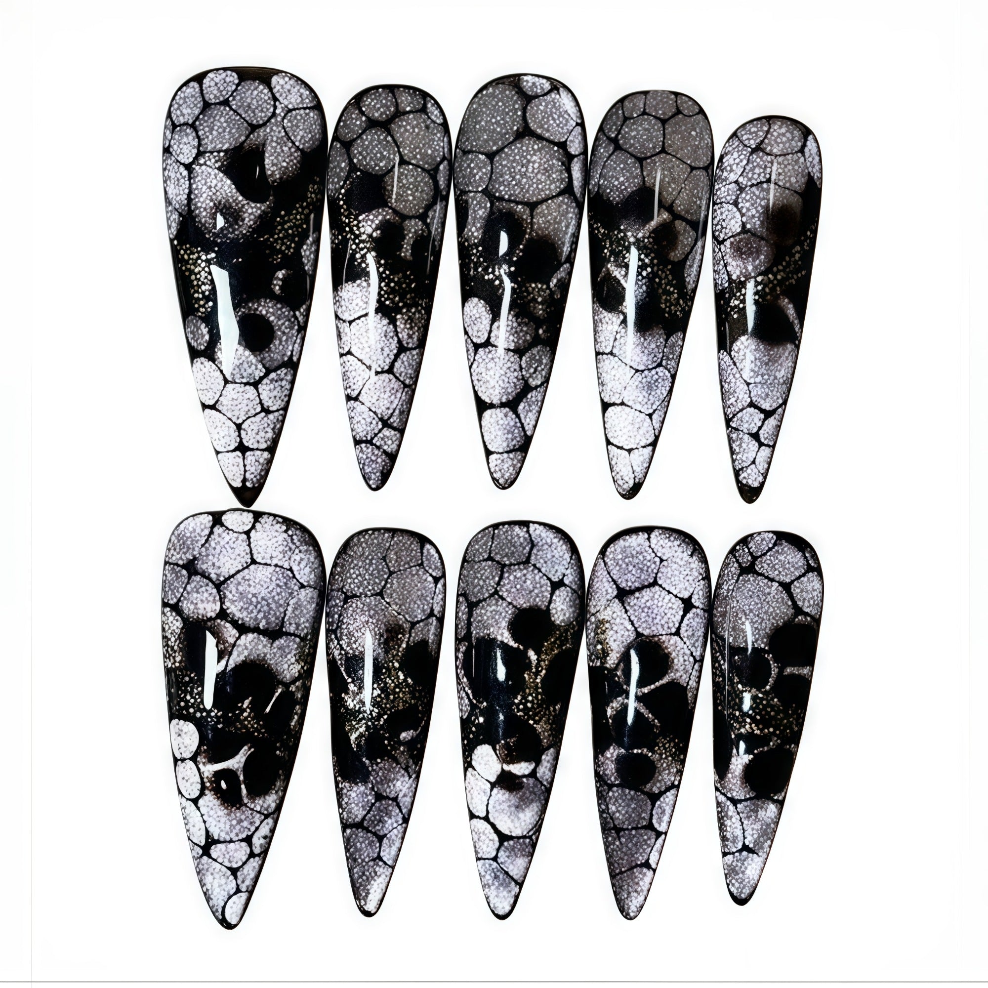ETERNITY'C Handmade Custom Shining Lizard Pressed On Wearable Nails T4990