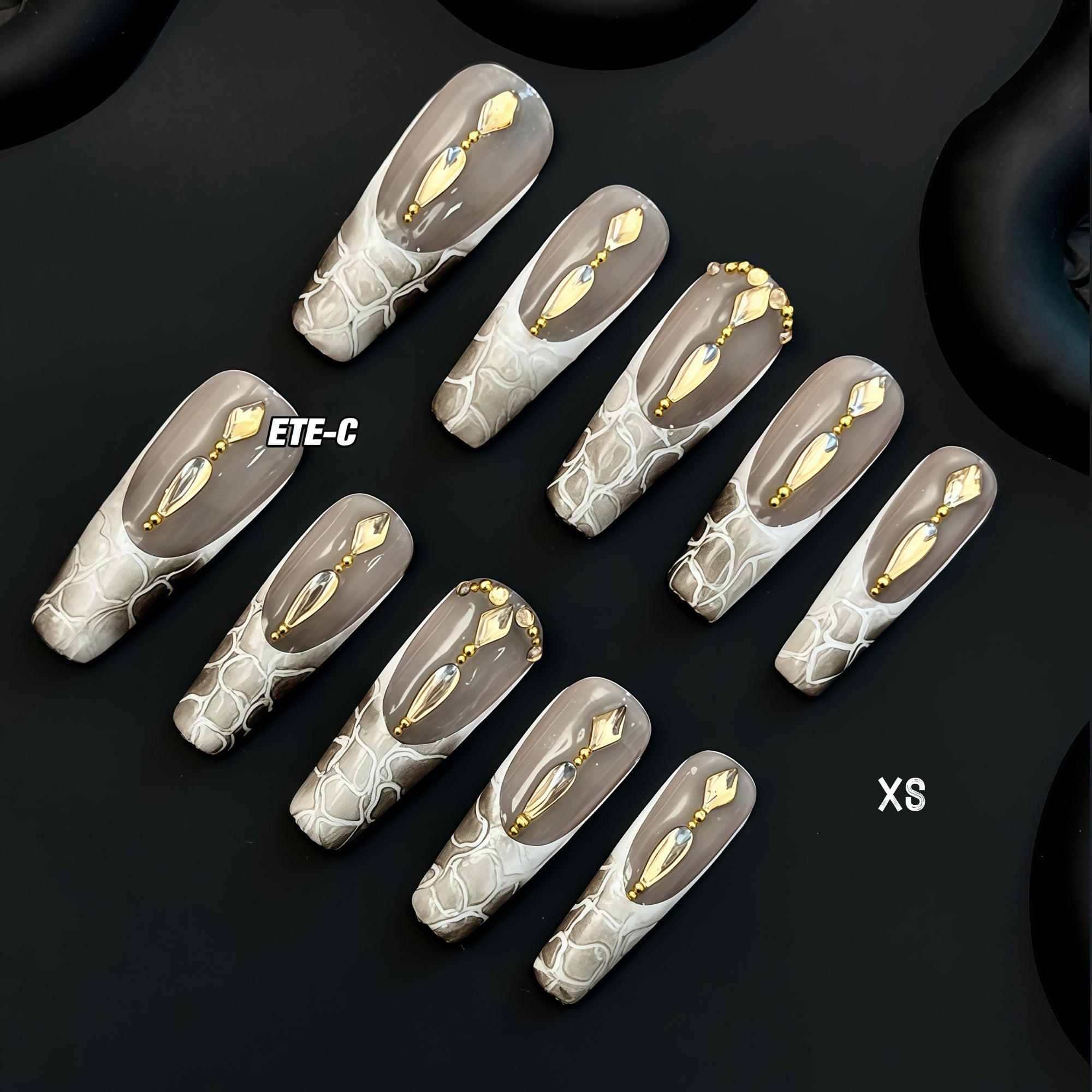 ETERNITY'C Handmade Custom Crocodile Pattern Pressed On Wearable Nails T5037