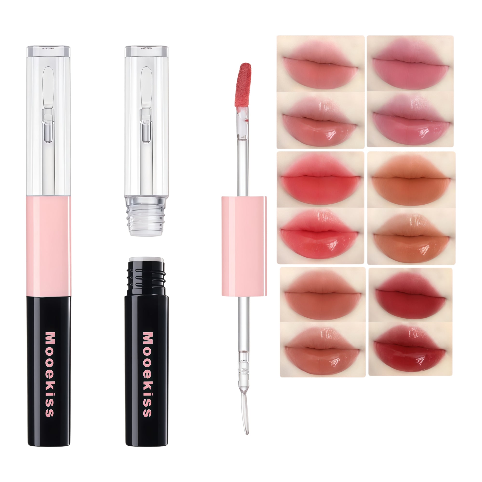 MOOEKISS Double-head Essence Long-wear Matte & Mirror Lip Glaze T5606 ...