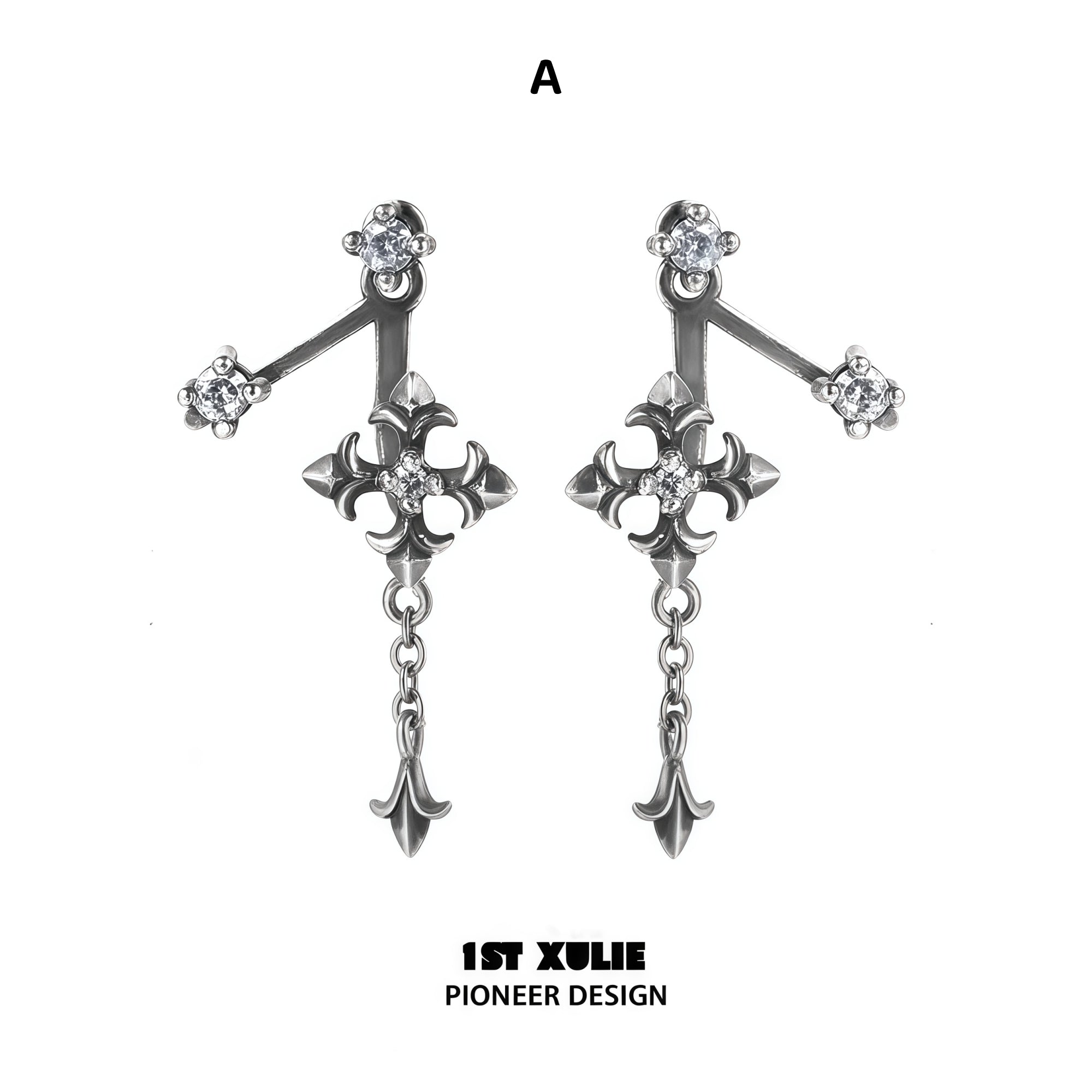 1STXULIE Superior Niche Iris Collection Retro Cross Stud Earrings