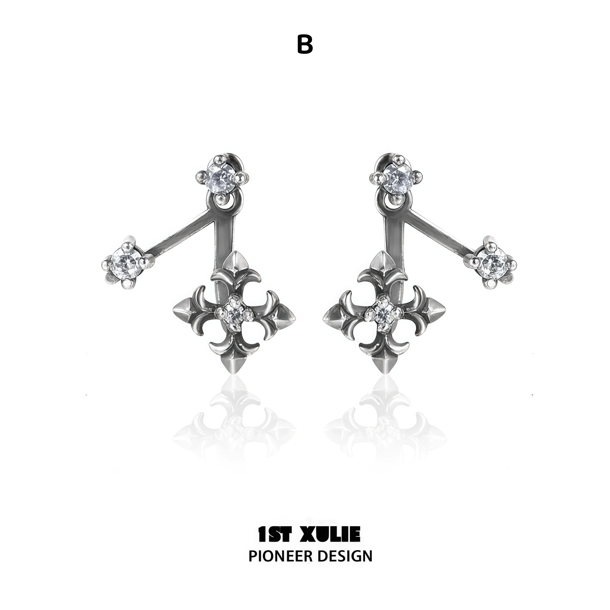 1STXULIE Superior Niche Iris Collection Retro Cross Stud Earrings