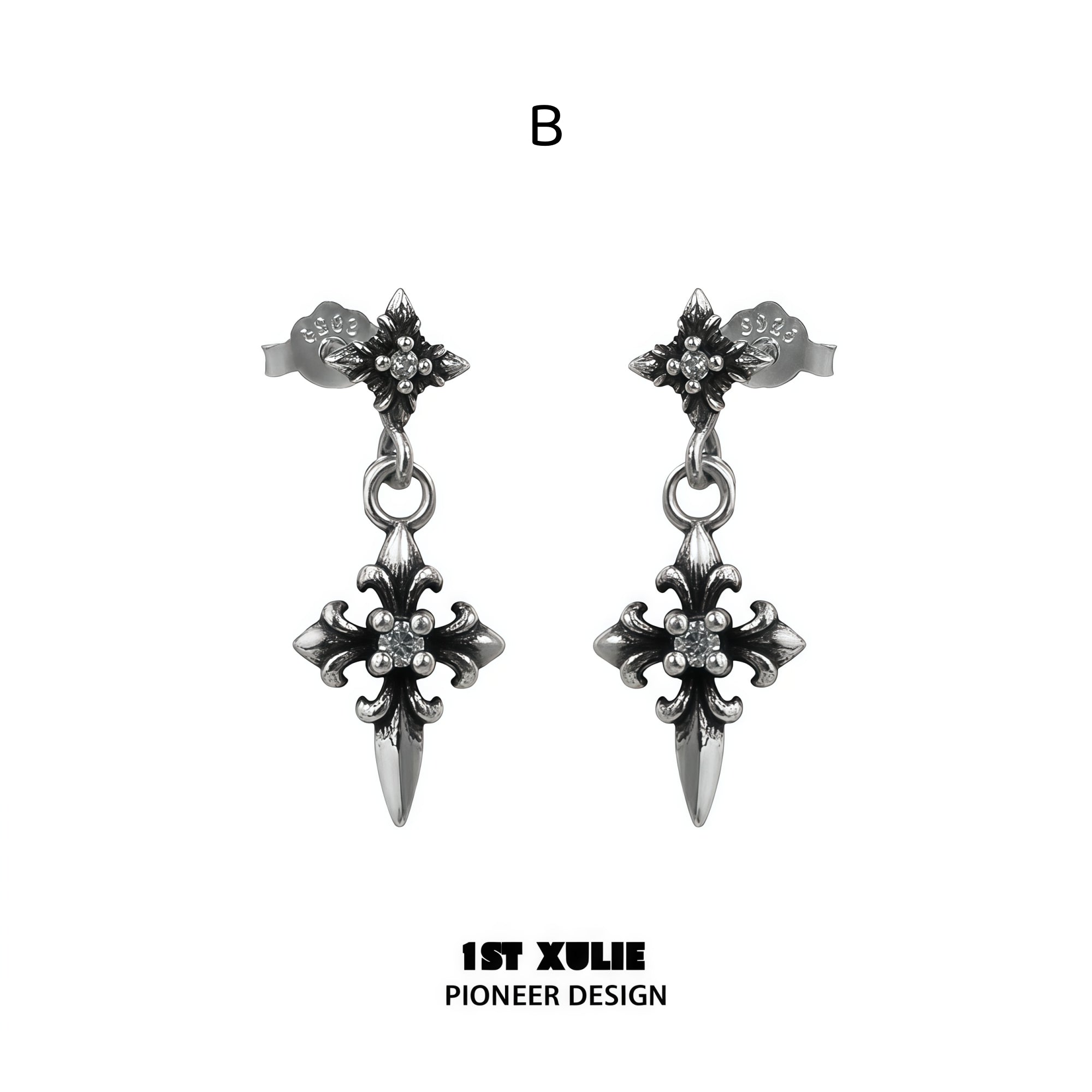 1STXULIE Superior Niche Iris Collection Vintage Stud Earrings T5864
