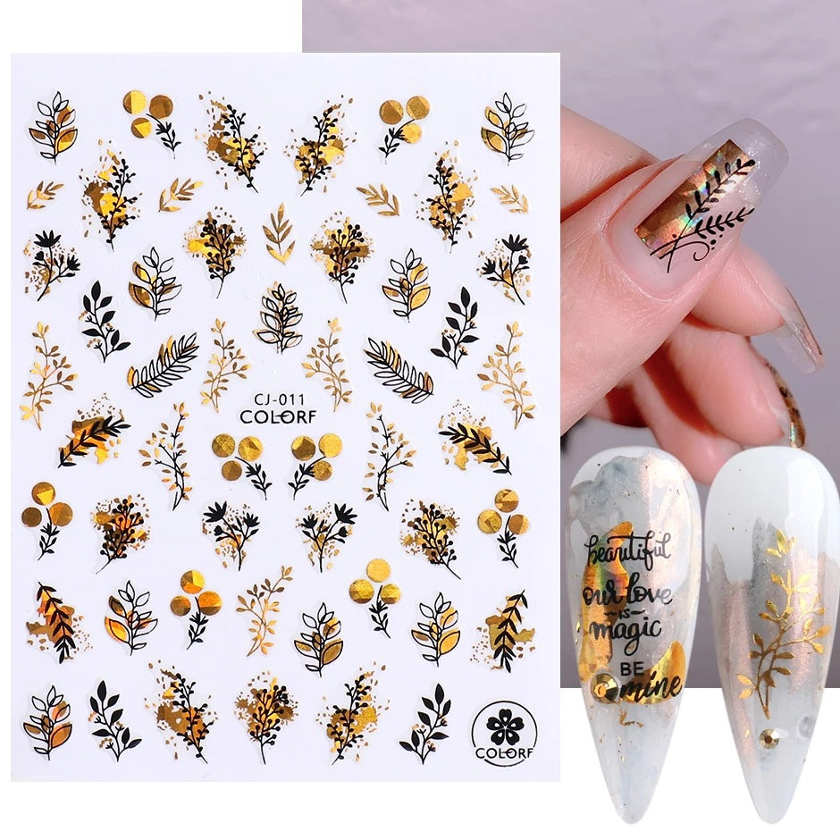 FULL BEAUTY Flower Leaf 3D Holographic Nail Sticker T2715