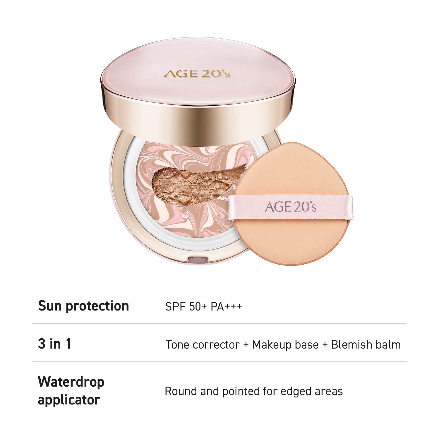 AGE 20's Signature 3-Color Moisturizing Air Cushion Foundation With Refill (Pink Box) T1969