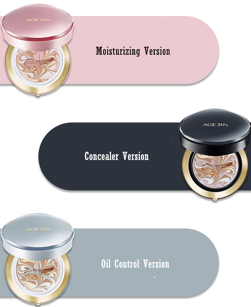 AGE 20's Signature 4-farvet fugtgivende concealer og oliekontrol luftpudefond T3012