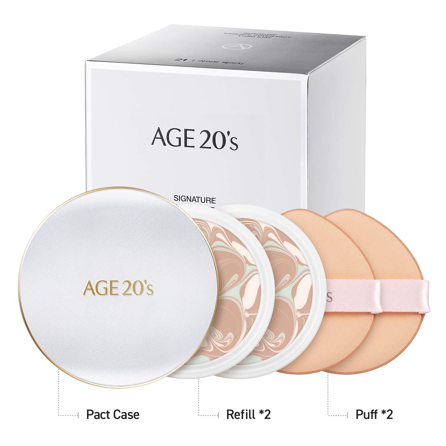 AGE 20's Signature 3-Color Oil Control Air Cushion Foundation With Refill (White Box) T1968