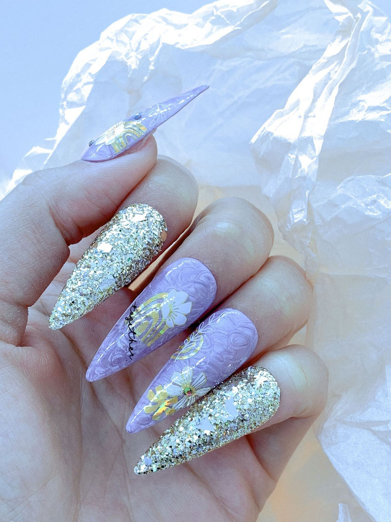 FULL BEAUTY White Gold 3D Holographic Nail Sticker T2727