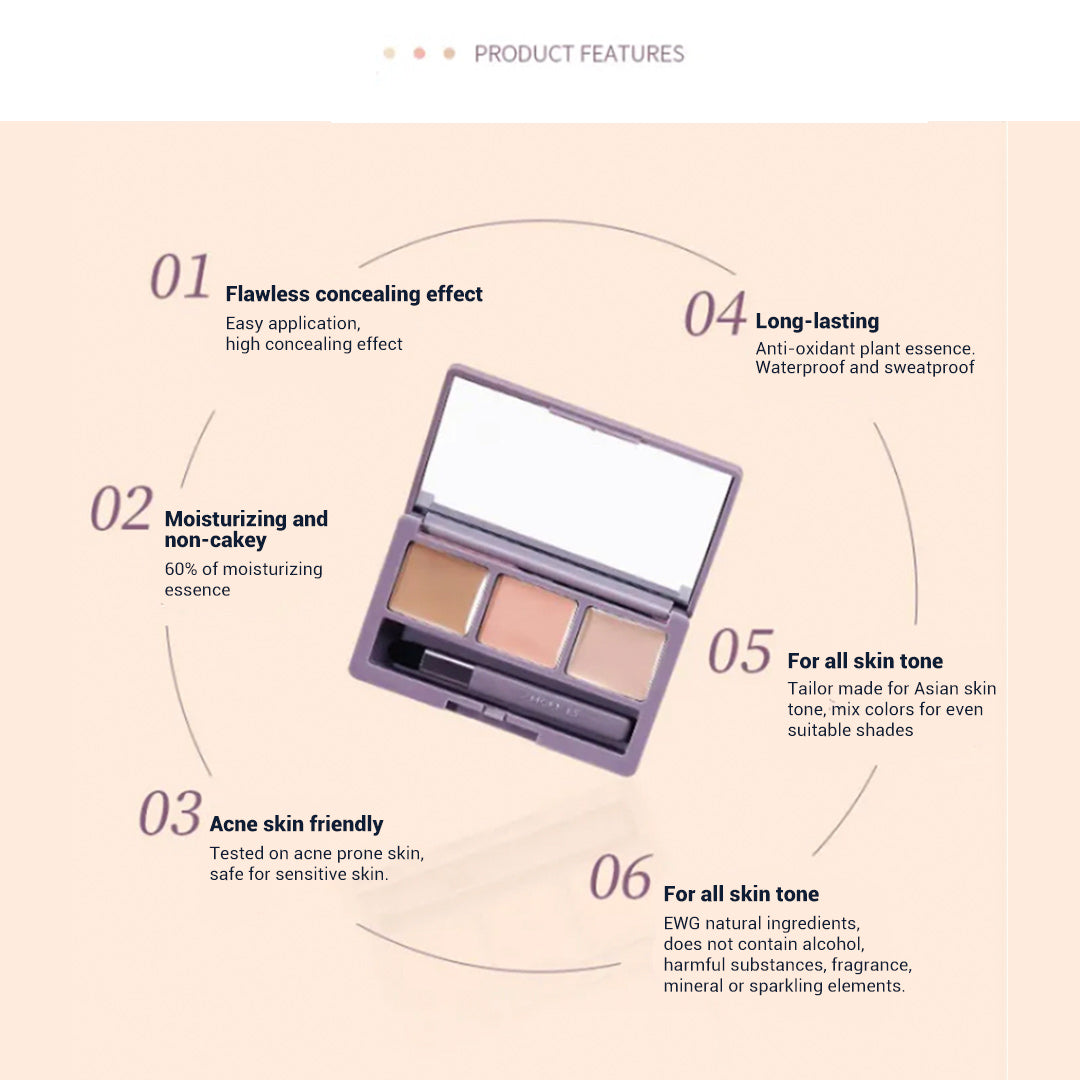 AMORTALS 3 Shades Cream Concealer Palette T2515