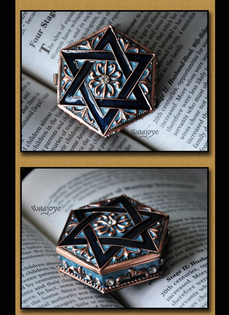 Wasjoye Hexagram Retro European Princess Handmade Jewelry Box T3225