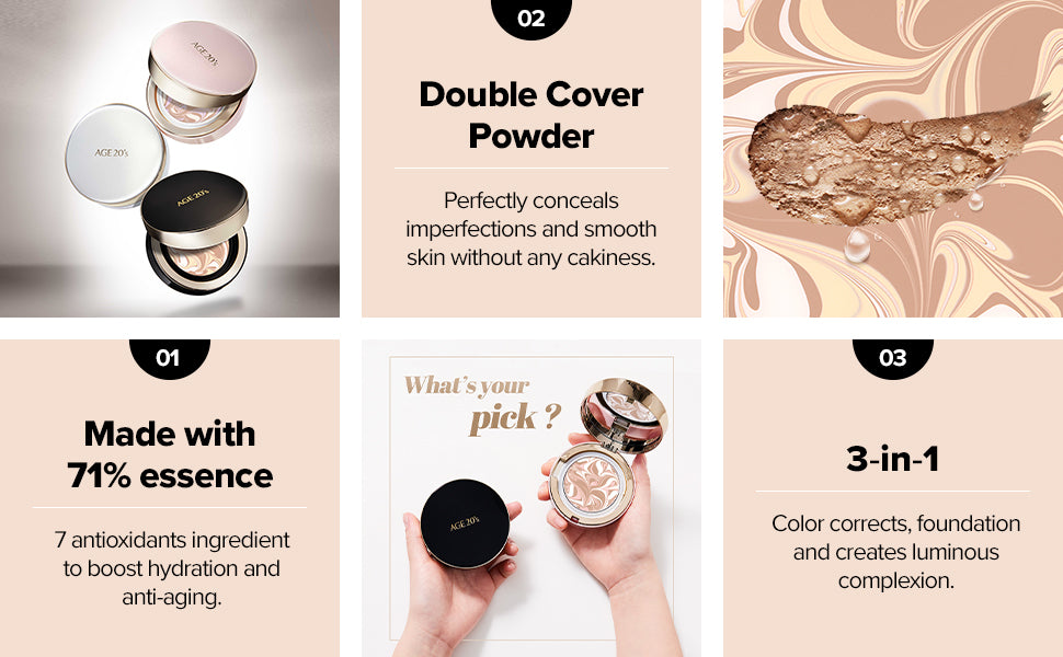 AGE 20's Signature 3-Color Concealer Air Cushion Foundation With Refill (Black Box) T1970