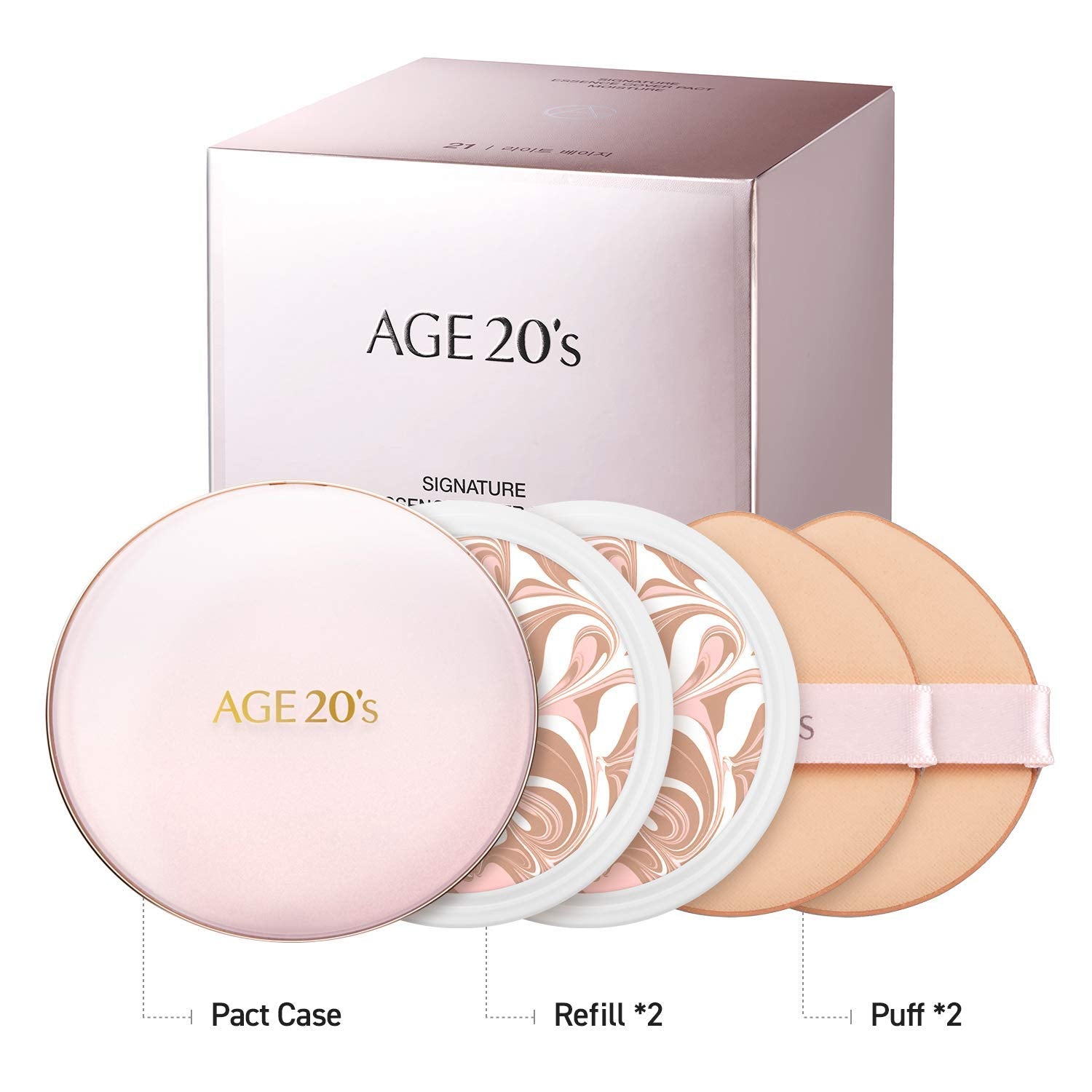 AGE 20's Signature 3-Color Moisturizing Air Cushion Foundation With Refill (Pink Box) T1969