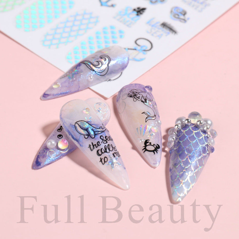 FULL BEAUTY 3D Holographic Plant Ocean Nail Sticker T2704