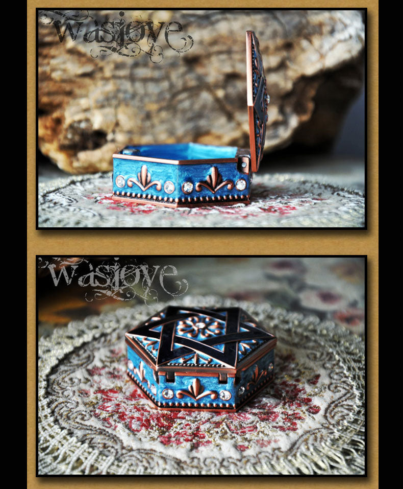 Wasjoye Hexagram Retro European Princess Handmade Jewelry Box T3225