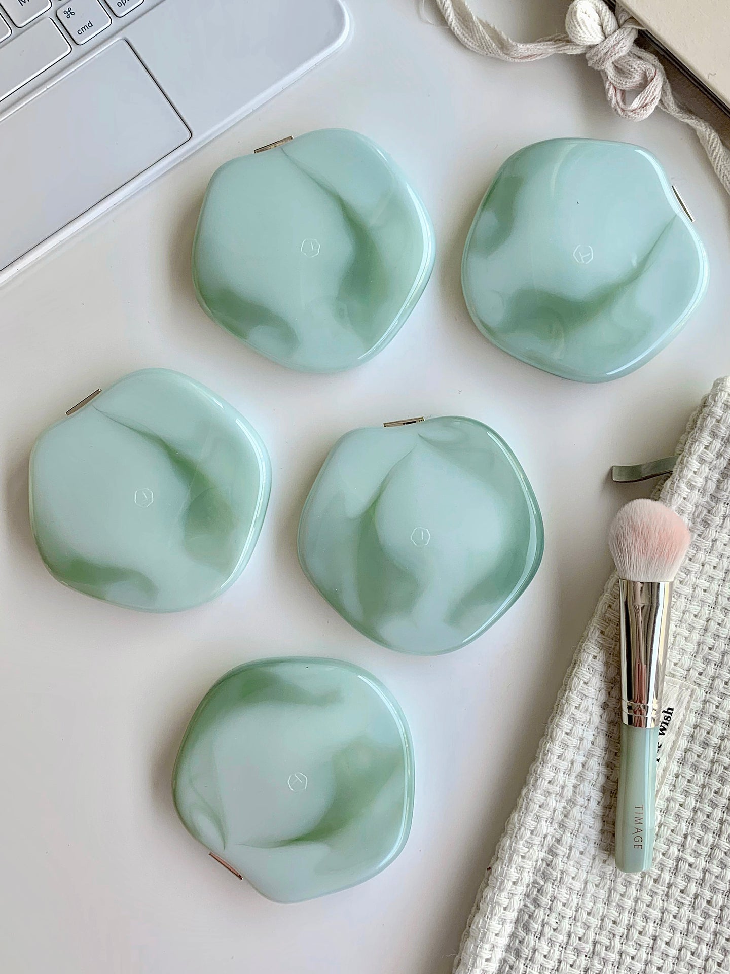 TIMAGE Green Jade Series Tri-Color Matte Blusher Palette T3129