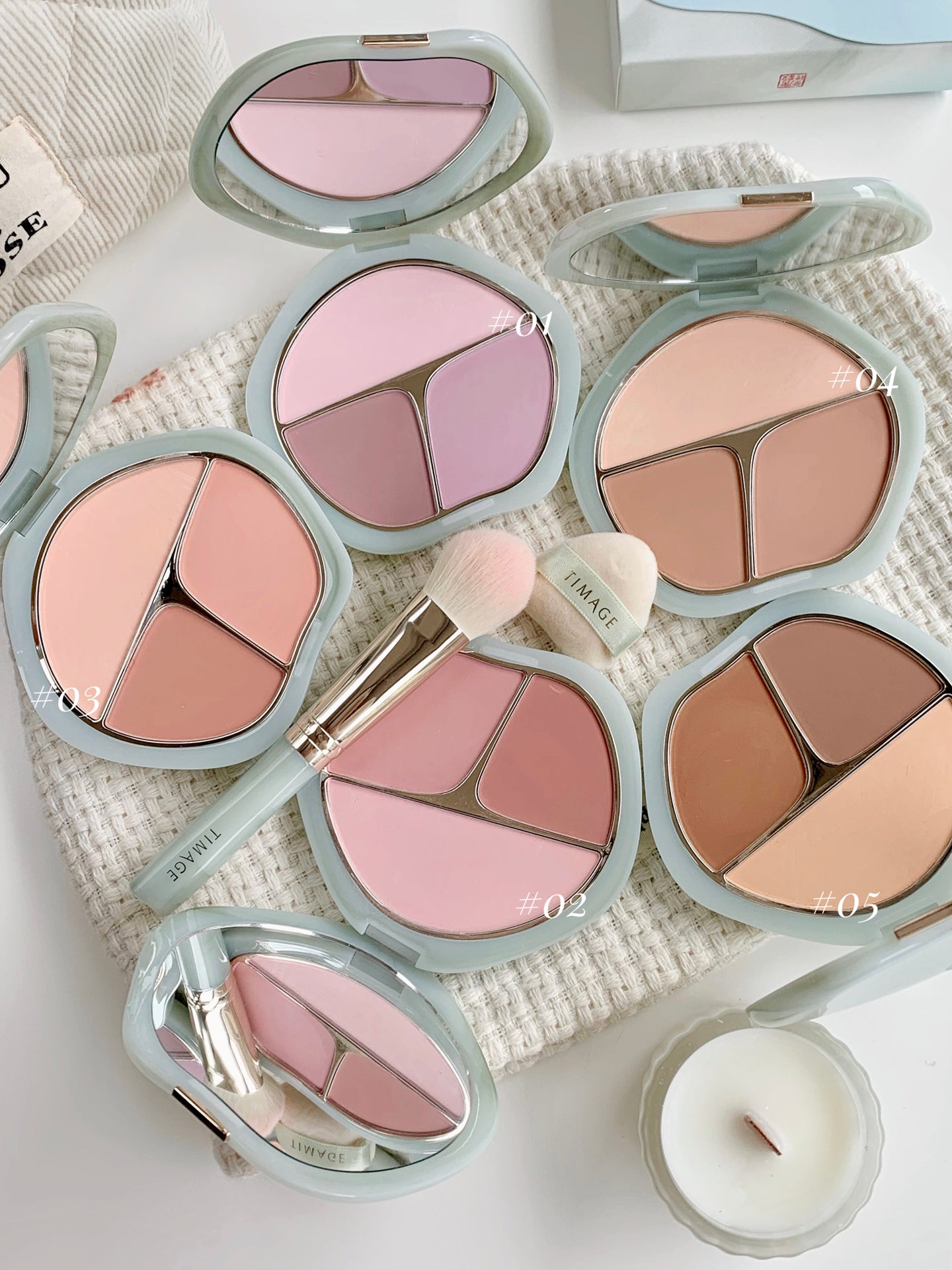 TIMAGE Green Jade Series Tri-Color Matte Blusher Palette T3129