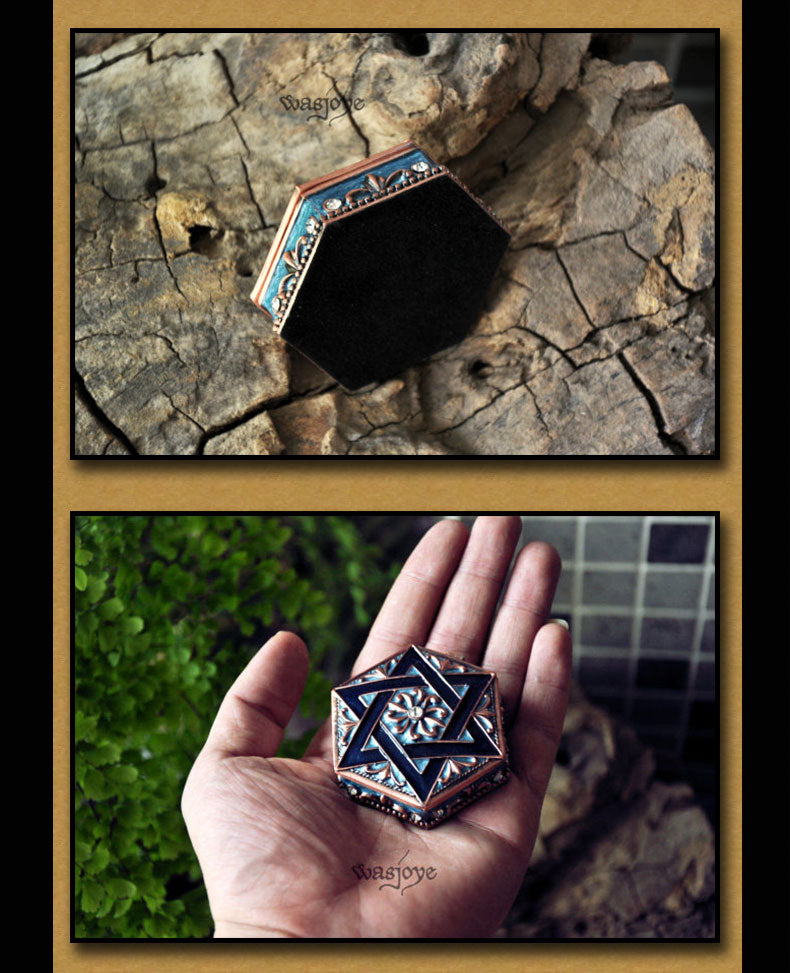 Wasjoye Hexagram Retro European Princess Handmade Jewelry Box T3225