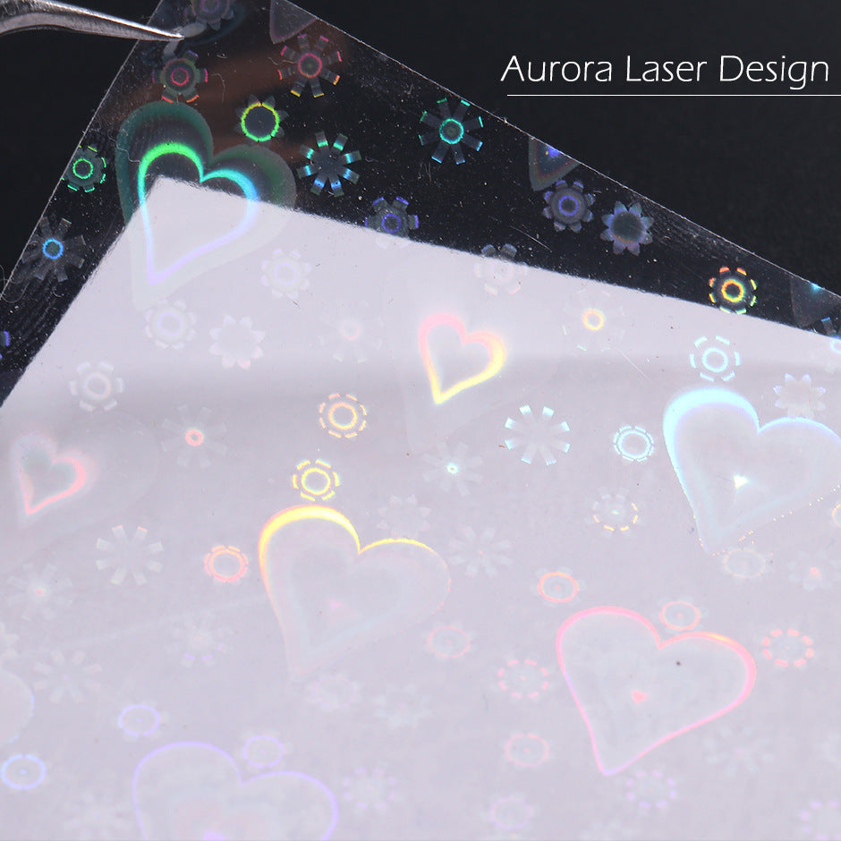 FULL BEAUTY Aurora Holographic 3D Nail Stickers 2 Pcs Set T2728