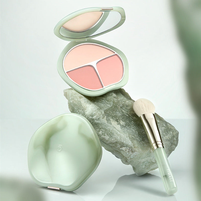 TIMAGE Green Jade Series Tri-Color Matte Blusher Palette T3129