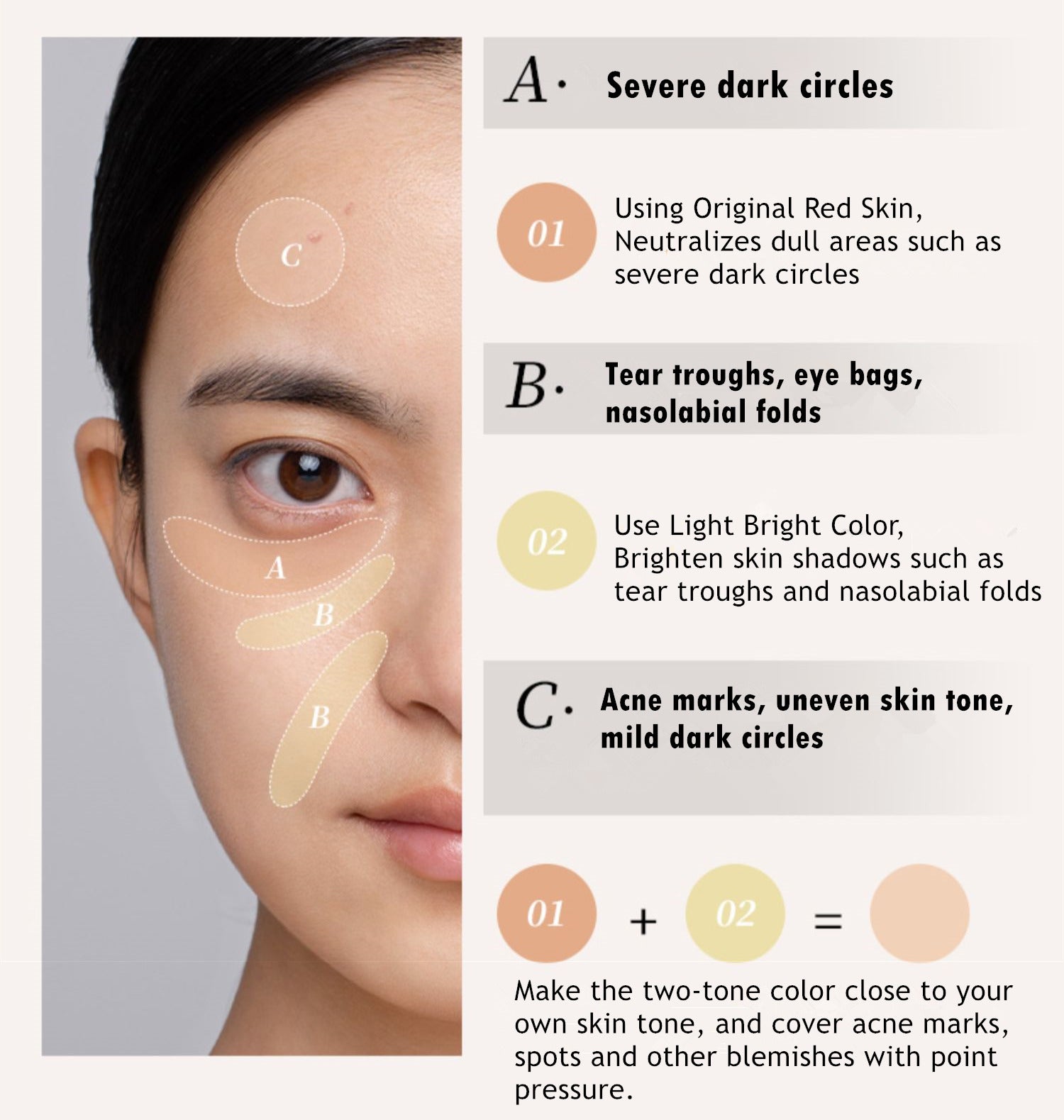 MAOGEPING Two-Color Flawless High Coverage Concealer Cream T3077