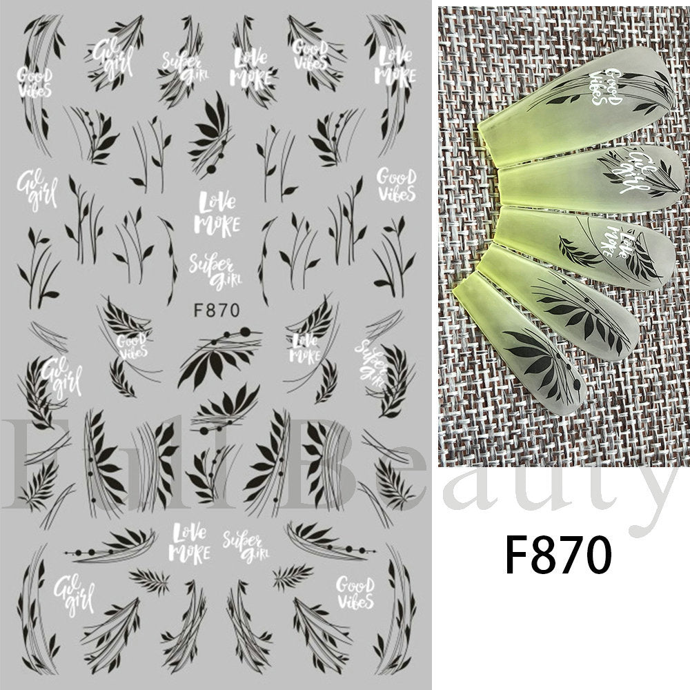 FULL BEAUTY Flower Butterfly Leaf 3D Nail Sticker T2730