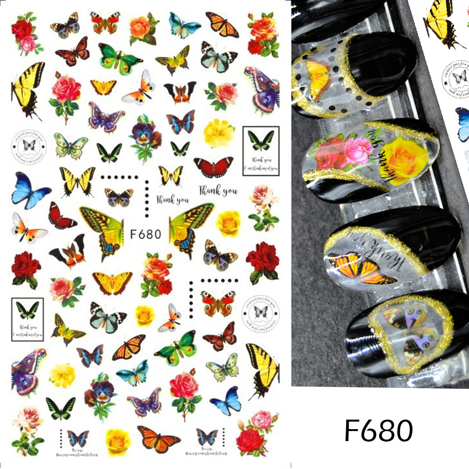 FULL BEAUTY Butterfly Flower 3D Nail Sticker T2731