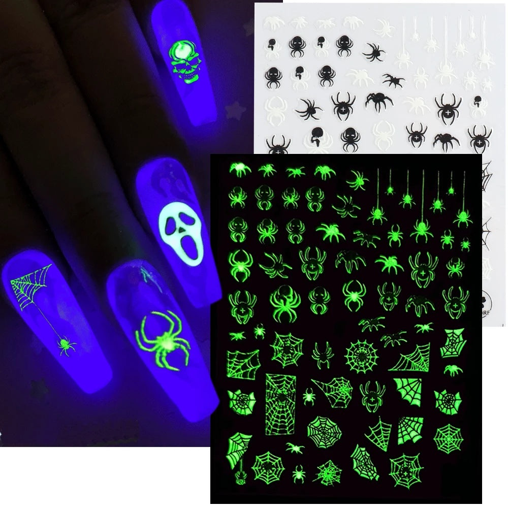 FULL BEAUTY Halloween Luminous Neon 3D Nail Sticker T2710